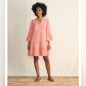 Faherty Dream Cotton Gauze Kasey Dress in Coral